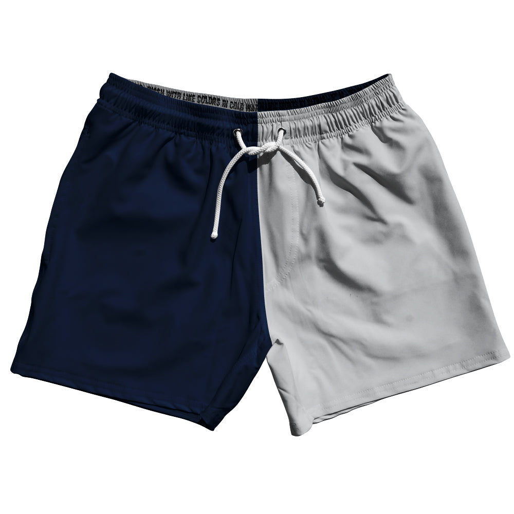 Blue Navy And Grey Medium Quad Color 5" Swim Shorts Made In USA by Tribe Lacrosse