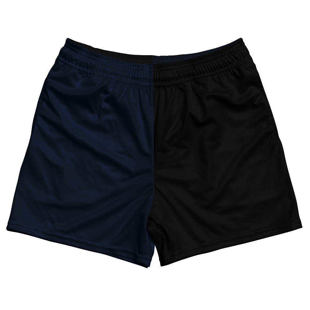Blue Navy And Black Quad Color Rugby Shorts Made In USA by Tribe Lacrosse