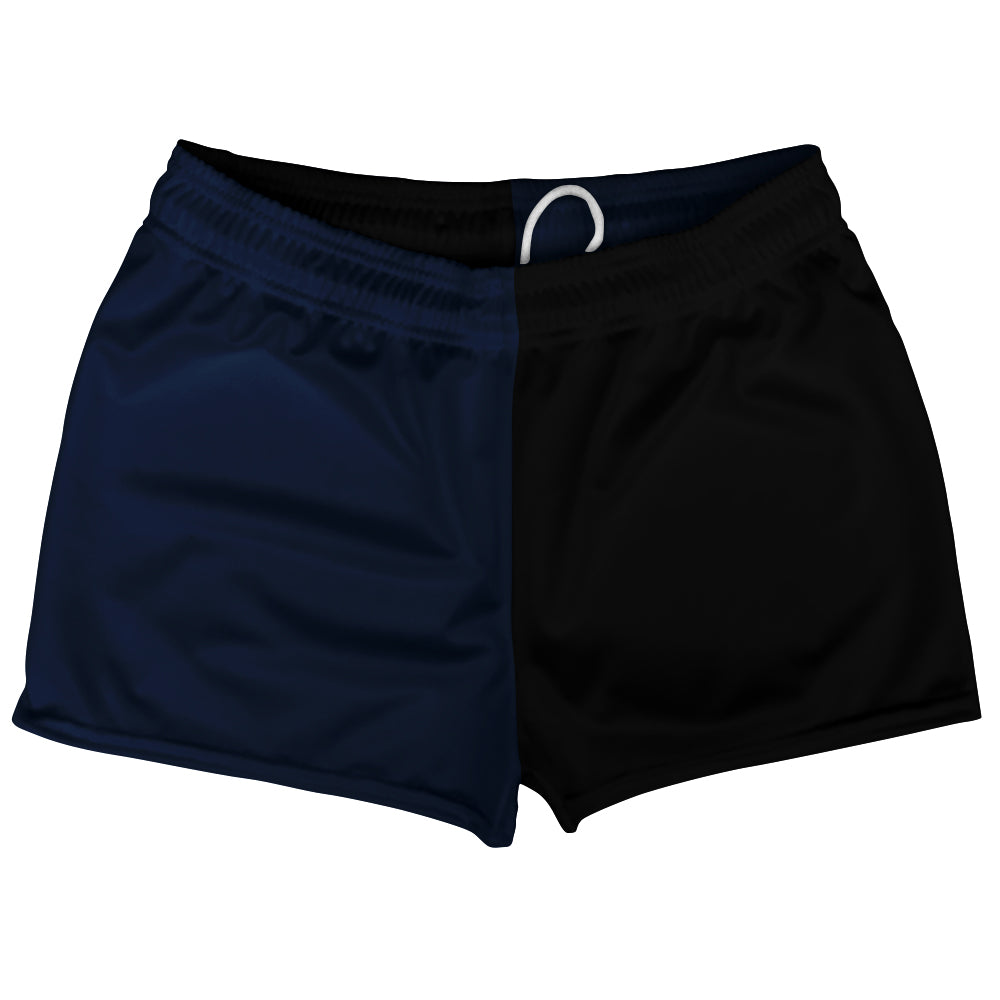 Blue Navy And Black Quad Color Shorty Short Gym Shorts 2.5" Inseam Made In USA by Tribe Lacrosse