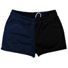 Blue Navy And Black Quad Color Shorty Short Gym Shorts 2.5" Inseam Made In USA by Tribe Lacrosse