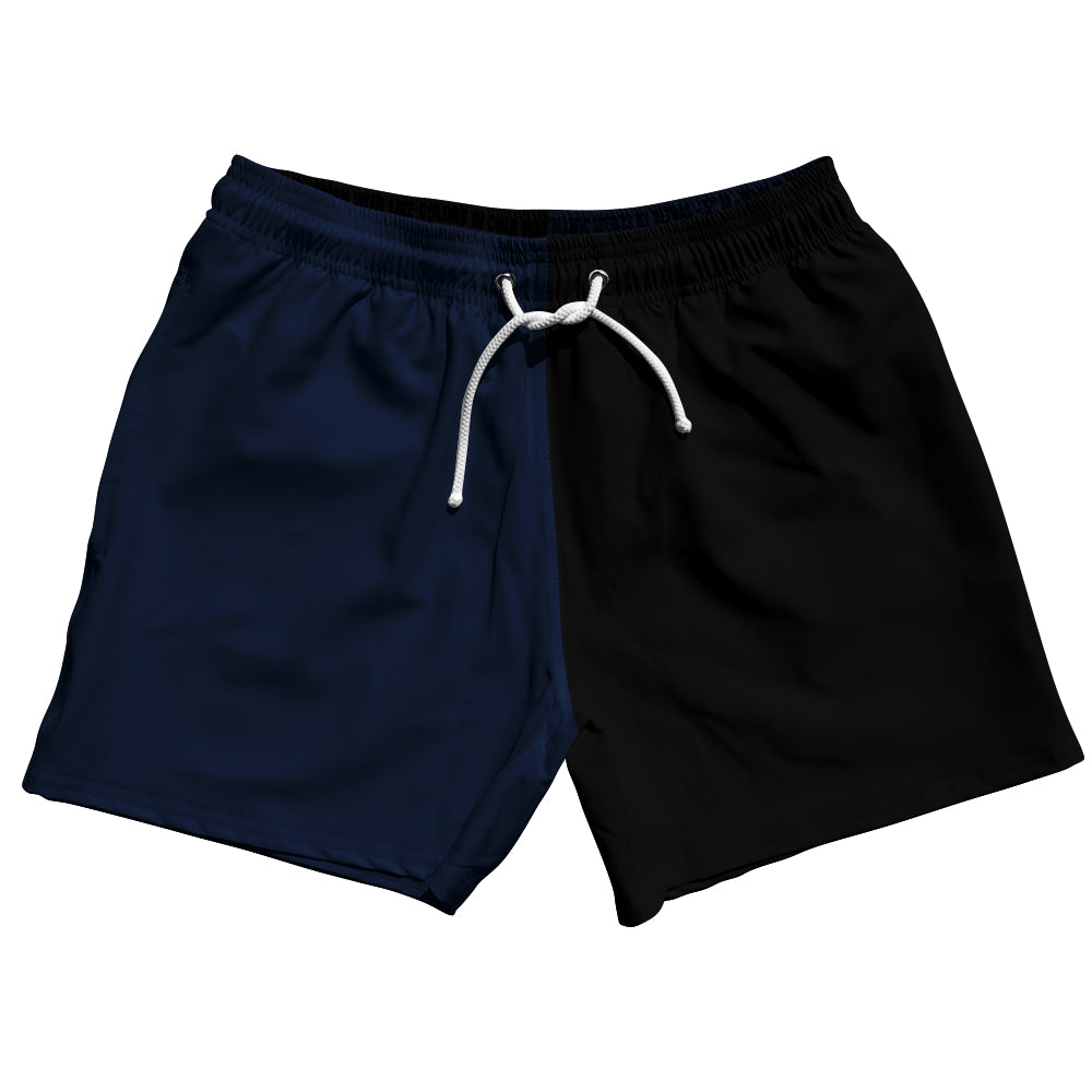 Blue Navy And Black Quad Color 5" Swim Shorts Made In USA by Tribe Lacrosse