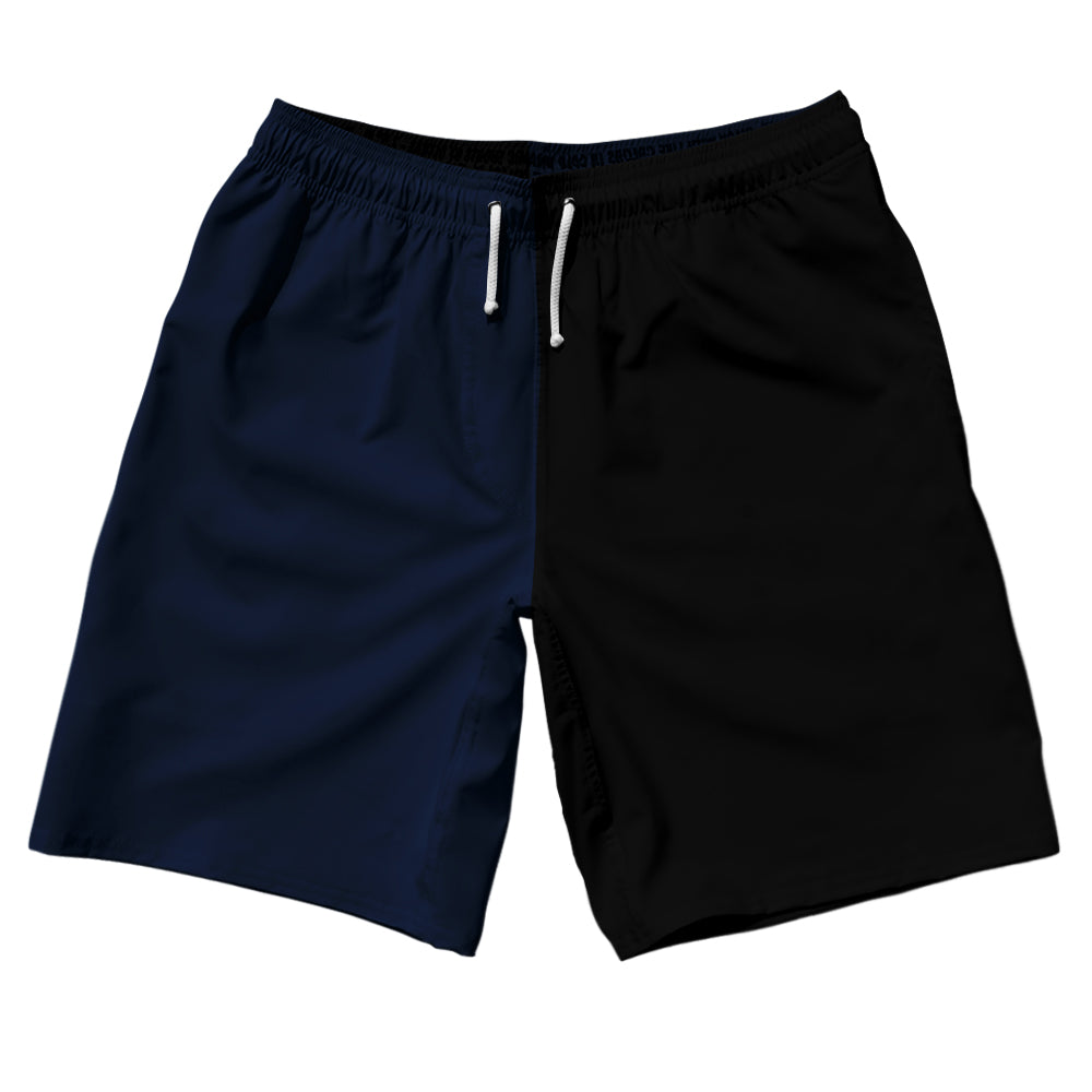 Blue Navy And Black Quad Color 10" Swim Shorts Made In USA by Tribe Lacrosse