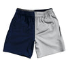 Blue Navy And Grey Medium  Quad Color Athletic Running Fitness Exercise Shorts 7" Inseam Shorts Made In USA by Tribe Lacrosse