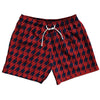 Blue Navy And Red Dark Houndstooth 5" Swim Shorts Made In USA by Tribe Lacrosse
