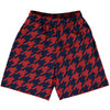 Blue Navy And Red Dark Houndstooth Lacrosse Shorts Made In USA by Tribe Lacrosse