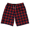 Blue Navy And Red Dark Houndstooth 10" Swim Shorts Made In USA by Tribe Lacrosse