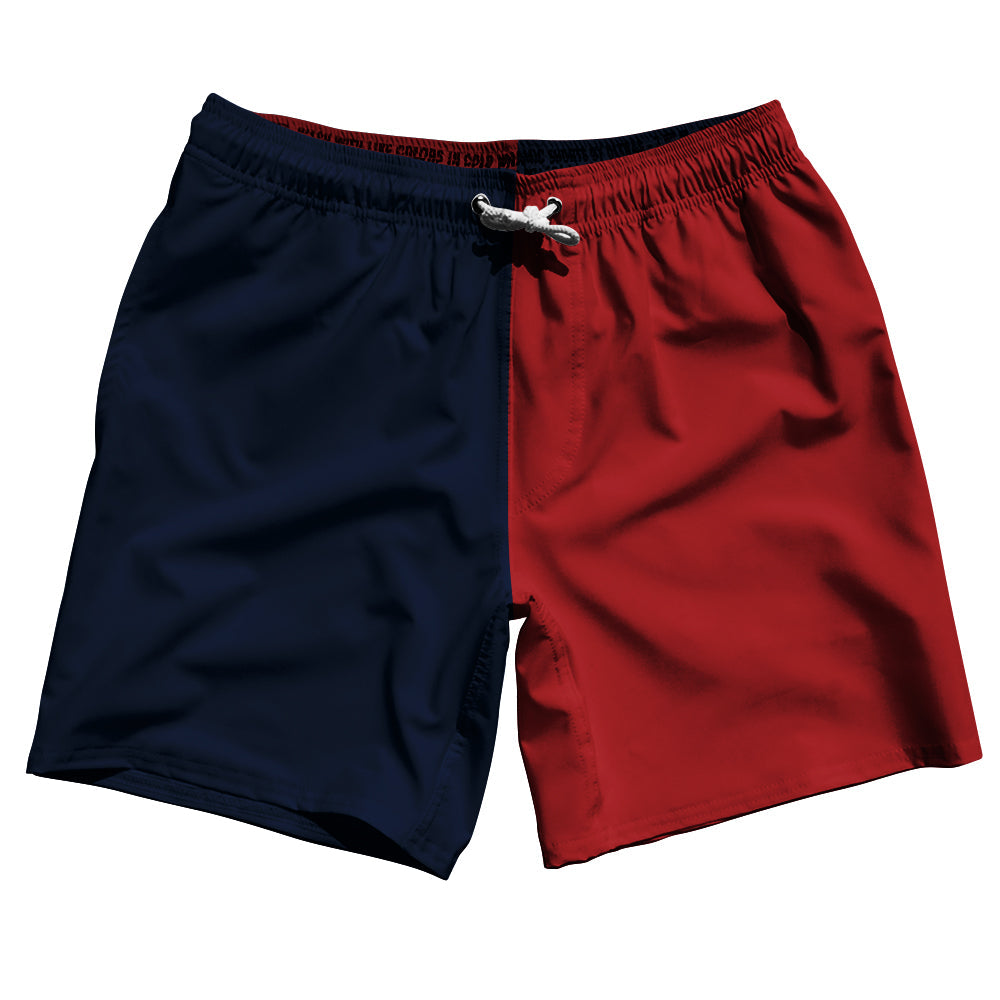 Blue Navy And Red Dark Quad Color Swim Shorts 7" Made In USA by Tribe Lacrosse