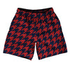 Blue Navy And Red Dark Houndstooth Athletic Running Fitness Exercise Shorts 7" Inseam Shorts Made In USA by Tribe Lacrosse