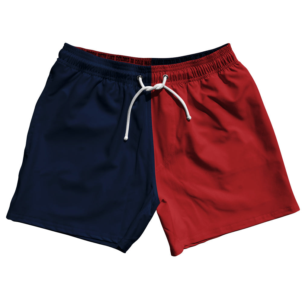 Blue Navy And Red Dark Quad Color 5" Swim Shorts Made In USA by Tribe Lacrosse