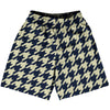 Blue Navy And Vegas Gold Houndstooth Basketball Practice Shorts Made In USA by Tribe Lacrosse