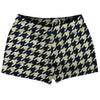 Blue Navy And Vegas Gold Houndstooth Shorty Short Gym Shorts 2.5" Inseam Made In USA by Tribe Lacrosse