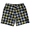 Blue Navy And Vegas Gold Houndstooth Swim Shorts 7" Made In USA by Tribe Lacrosse