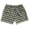 Blue Navy And Vegas Gold Houndstooth 5" Swim Shorts Made In USA by Tribe Lacrosse