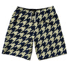 Blue Navy And Vegas Gold Houndstooth 10" Swim Shorts Made In USA by Tribe Lacrosse