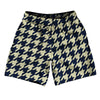 Blue Navy And Vegas Gold Houndstooth Athletic Running Fitness Exercise Shorts 7" Inseam Shorts Made In USA by Tribe Lacrosse