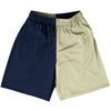 Blue Navy And Vegas Gold Quad Color Basketball Practice Shorts Made In USA by Tribe Lacrosse