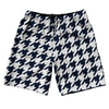 Blue Navy And White Houndstooth 10" Swim Shorts Made In USA by Tribe Lacrosse