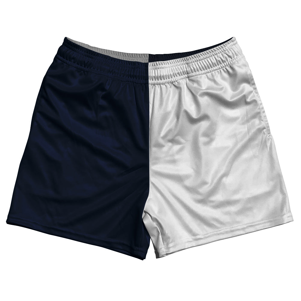 Blue Navy And White Quad Color Rugby Shorts Made In USA by Tribe Lacrosse