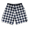 Blue Navy And White Houndstooth Athletic Running Fitness Exercise Shorts 7" Inseam Shorts Made In USA by Tribe Lacrosse