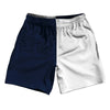 Blue Navy And White Quad Color Athletic Running Fitness Exercise Shorts 7" Inseam Shorts Made In USA by Tribe Lacrosse