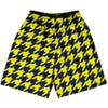 Blue Navy And Yellow Bright Houndstooth Basketball Practice Shorts Made In USA by Tribe Lacrosse