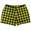 Blue Navy And Yellow Bright Houndstooth Shorty Short Gym Shorts 2.5" Inseam Made In USA by Tribe Lacrosse