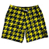Blue Navy And Yellow Bright Houndstooth Swim Shorts 7" Made In USA by Tribe Lacrosse