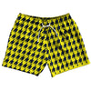 Blue Navy And Yellow Bright Houndstooth 5" Swim Shorts Made In USA by Tribe Lacrosse