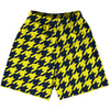 Blue Navy And Yellow Bright Houndstooth Lacrosse Shorts Made In USA by Tribe Lacrosse