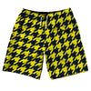 Blue Navy And Yellow Bright Houndstooth 10" Swim Shorts Made In USA by Tribe Lacrosse
