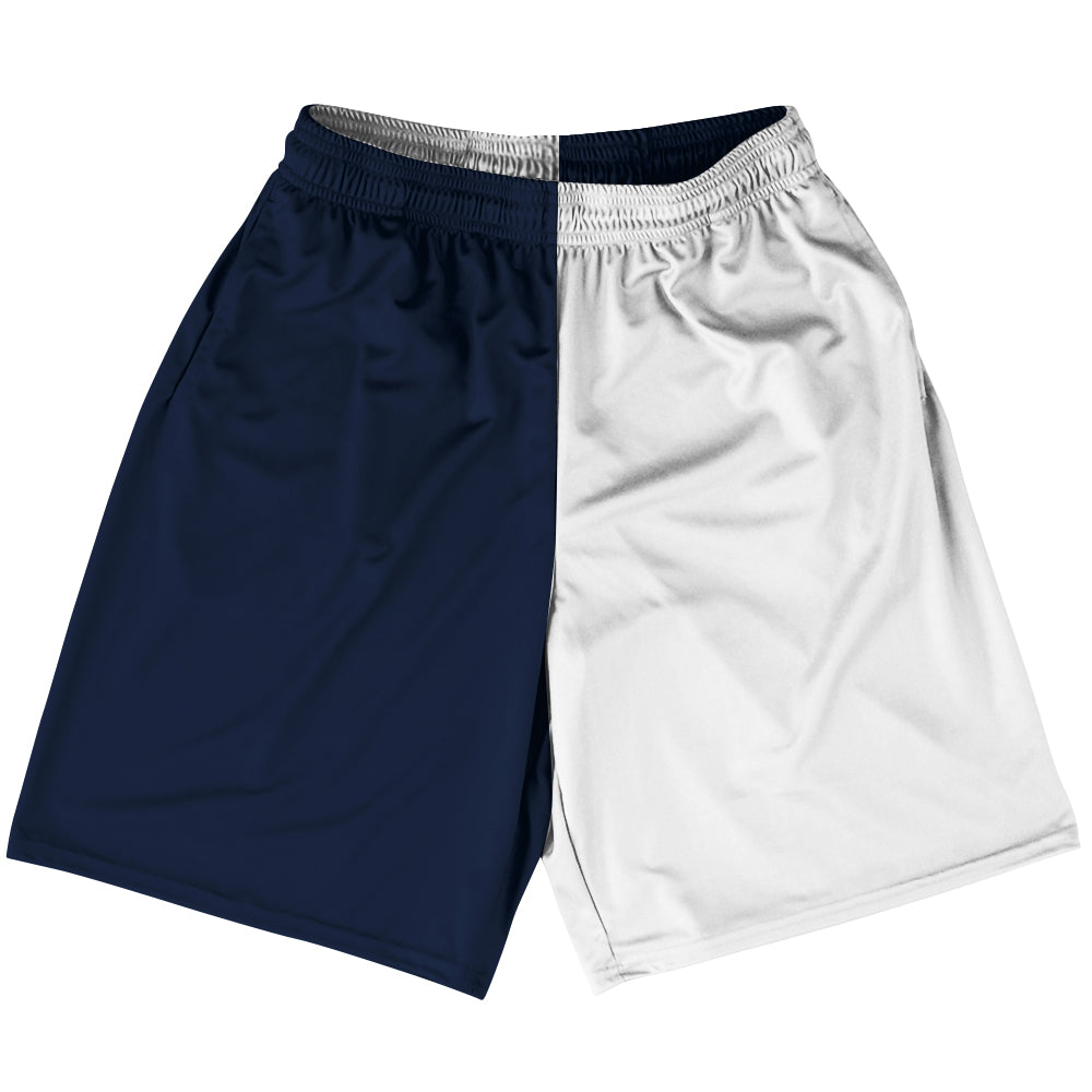 Blue Navy And White Quad Color Lacrosse Shorts Made In USA by Tribe Lacrosse