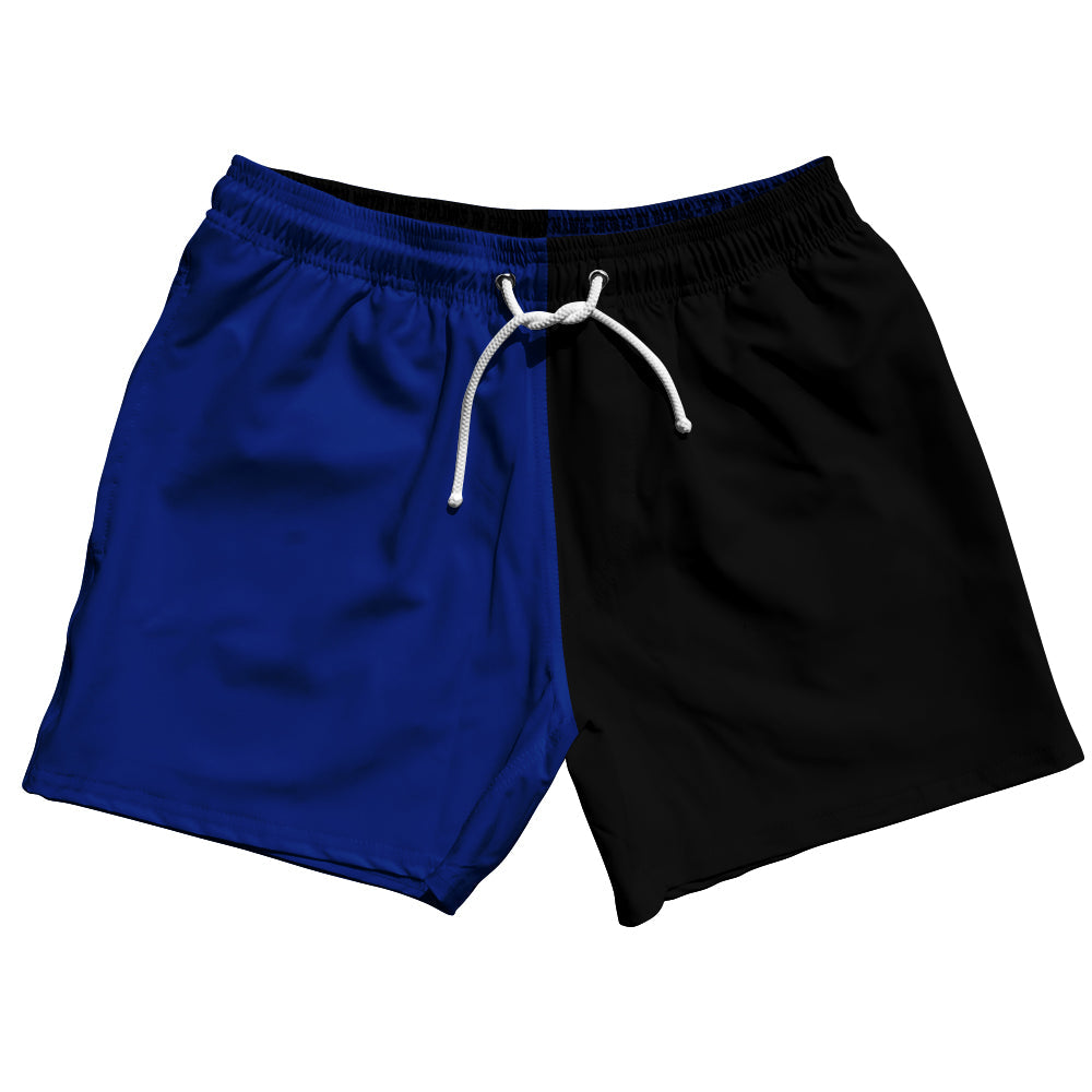 Blue Royal And Black Quad Color 5" Swim Shorts Made In USA by Tribe Lacrosse