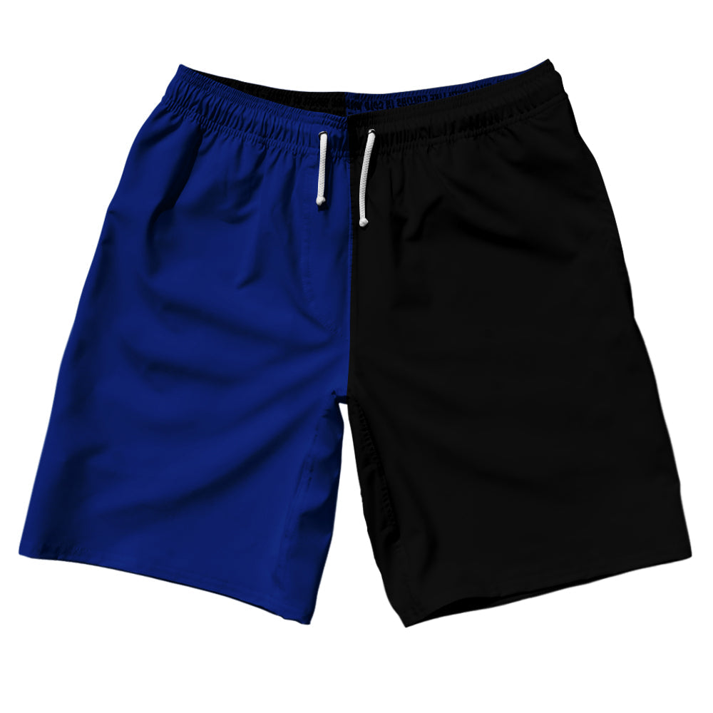 Blue Royal And Black Quad Color 10" Swim Shorts Made In USA by Tribe Lacrosse