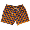 Blue Royal And Tennessee Orange Houndstooth 5" Swim Shorts Made In USA by Tribe Lacrosse