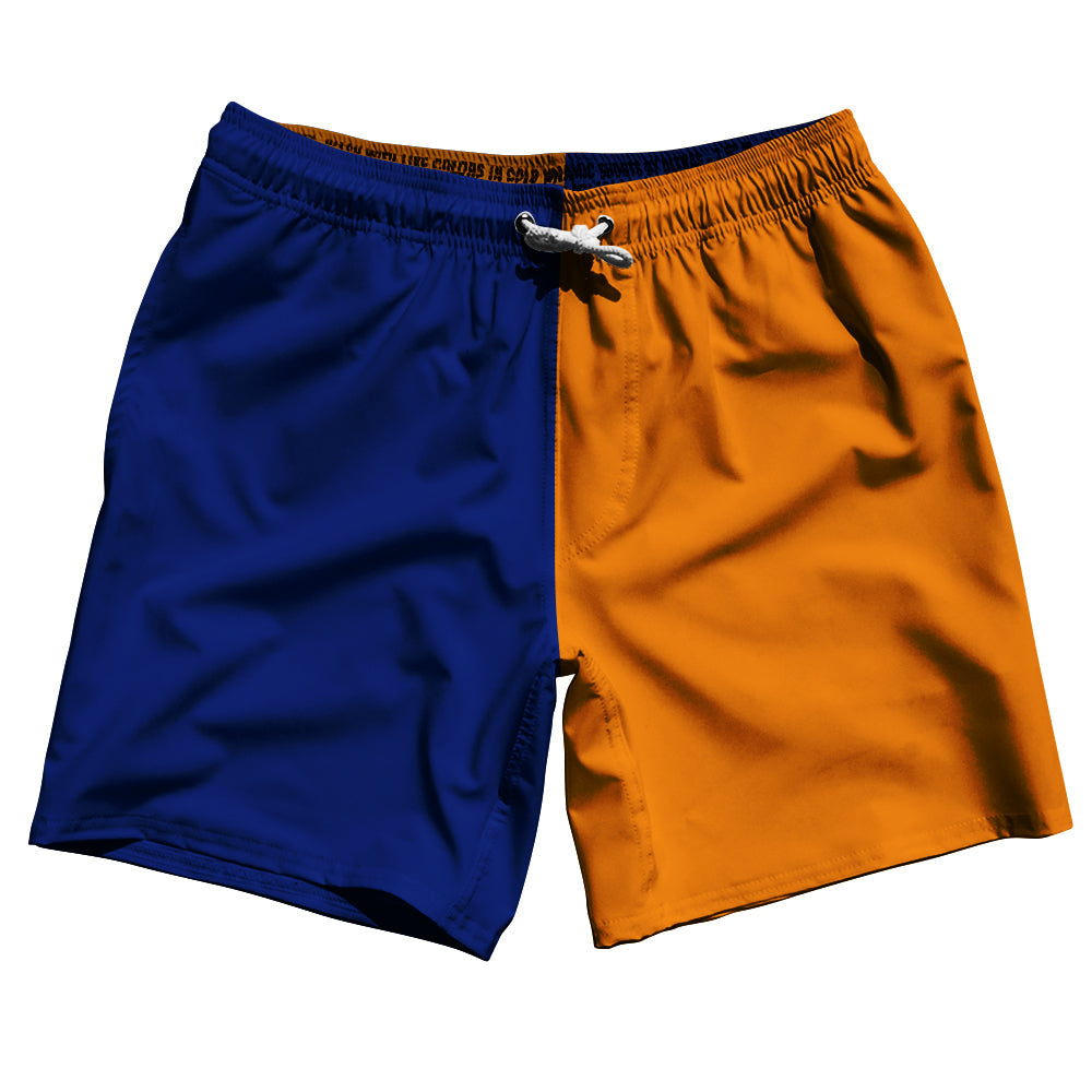 Blue Royal And Tennessee Orange Quad Color Swim Shorts 7" Made In USA by Tribe Lacrosse