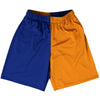 Blue Royal And Tennessee Orange Quad Color Basketball Practice Shorts Made In USA by Tribe Lacrosse