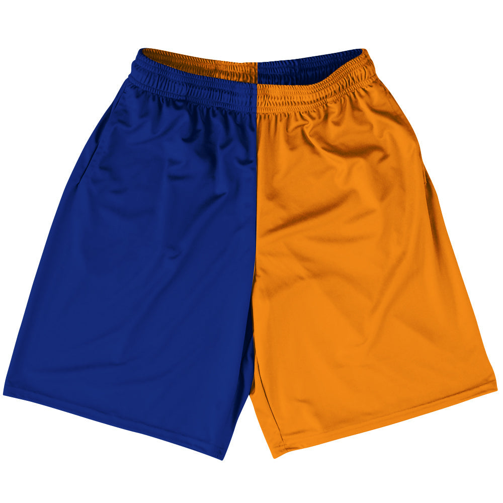 Blue Royal And Tennessee Orange Quad Color Lacrosse Shorts Made In USA by Tribe Lacrosse