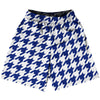 Blue Royal And White Houndstooth Basketball Practice Shorts Made In USA by Tribe Lacrosse