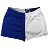 Blue Royal And White Quad Color Shorty Short Gym Shorts 2.5" Inseam Made In USA by Tribe Lacrosse