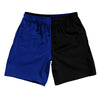Blue Royal And Black Quad Color Athletic Running Fitness Exercise Shorts 7" Inseam Shorts Made In USA by Tribe Lacrosse