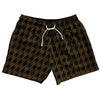 Brown Dark And Black Houndstooth 5" Swim Shorts Made In USA by Tribe Lacrosse