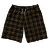 Brown Dark And Black Houndstooth 10" Swim Shorts Made In USA by Tribe Lacrosse