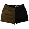 Brown Dark And Black Quad Color Shorty Short Gym Shorts 2.5" Inseam Made In USA by Tribe Lacrosse