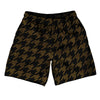 Brown Dark And Black Houndstooth Athletic Running Fitness Exercise Shorts 7" Inseam Shorts Made In USA by Tribe Lacrosse
