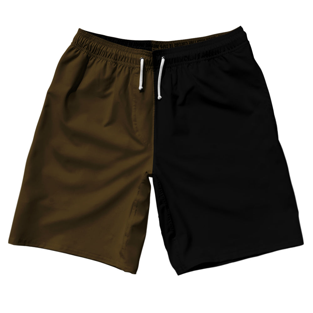 Brown Dark And Black Quad Color 10" Swim Shorts Made In USA by Tribe Lacrosse