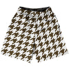 Brown Dark And White Houndstooth Basketball Practice Shorts Made In USA by Tribe Lacrosse