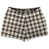 Brown Dark And White Houndstooth Shorty Short Gym Shorts 2.5" Inseam Made In USA by Tribe Lacrosse