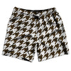 Brown Dark And White Houndstooth Swim Shorts 7" Made In USA by Tribe Lacrosse