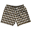 Brown Dark And White Houndstooth 5" Swim Shorts Made In USA by Tribe Lacrosse