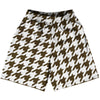 Brown Dark And White Houndstooth Lacrosse Shorts Made In USA by Tribe Lacrosse